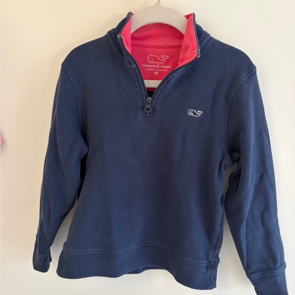 Distressed Vineyard Vines Navy and Red Kids' Pullover